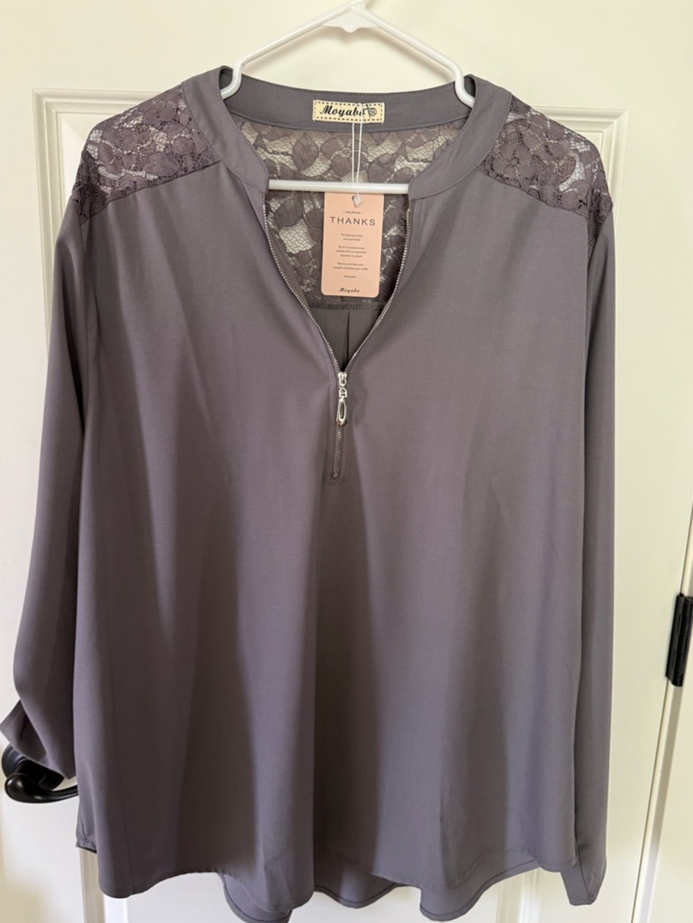 Moyabo Lace Shoulder Zip Front Top - Dusty Mauve